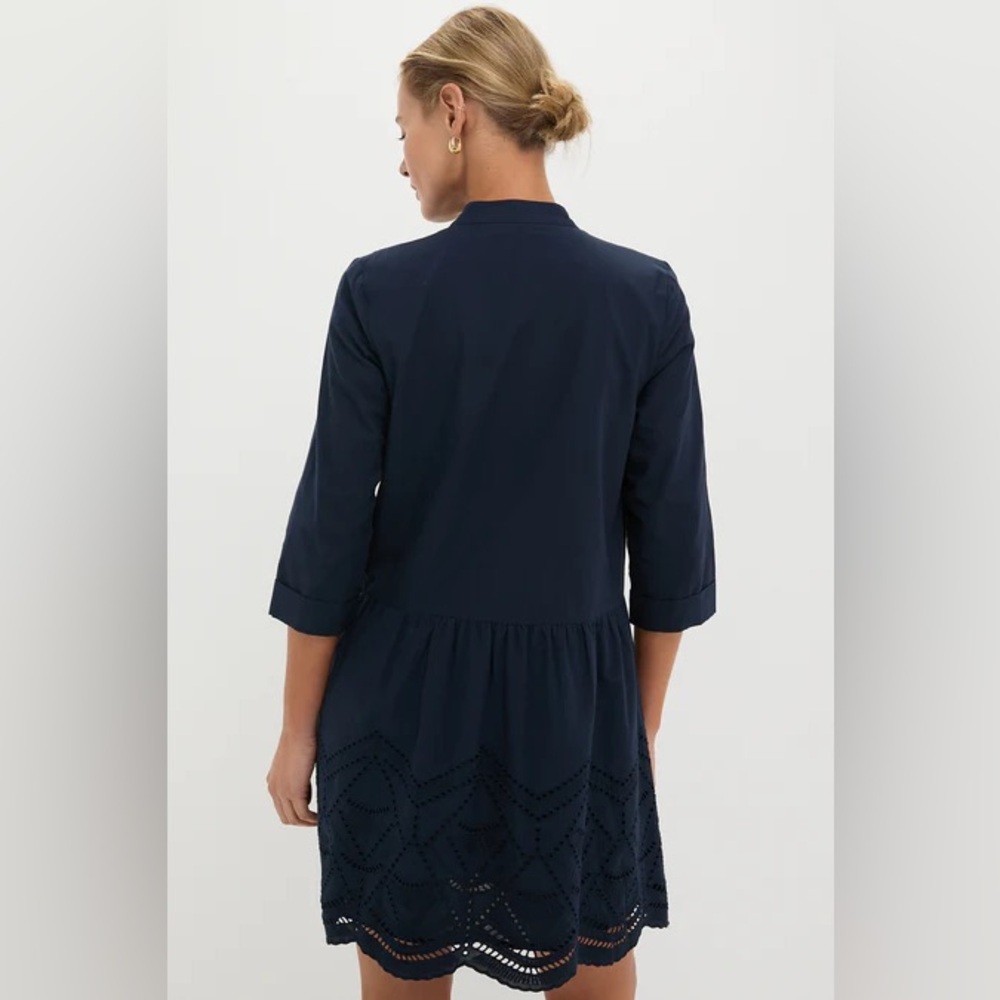 Medium Tuckernuck Navy Eyelet Royal Shirt Dress - Picture 4 of 10